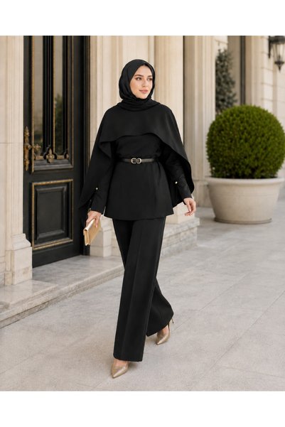 unika boutique Liya Pelerinli Tesettür Takım
