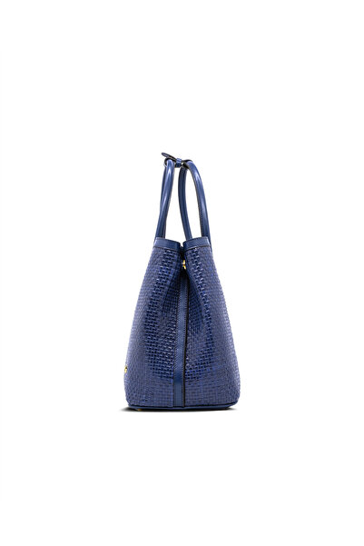 Vario Genuine Leather Knitted Women's Bag Y94 Navy Blue Knit (Navy Blue Knit)