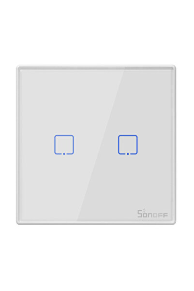 Sonoff smart διακόπτης T2EU2C-RF 433MHz, αφής, διπλός, λευκός