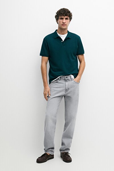 Massimo Dutti Mikro dokulu pamuklu polo yaka t-shirt