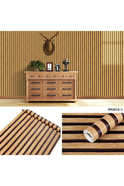 Promagg Tapet autoadeziv decorativ Riflaj, 45 cm x 10 m, aspect lemn 3D, pent...