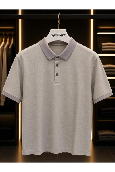 BYBÜLENT Men's Polo Collar Dobby Honeycomb Quality Fabric T-Shirt