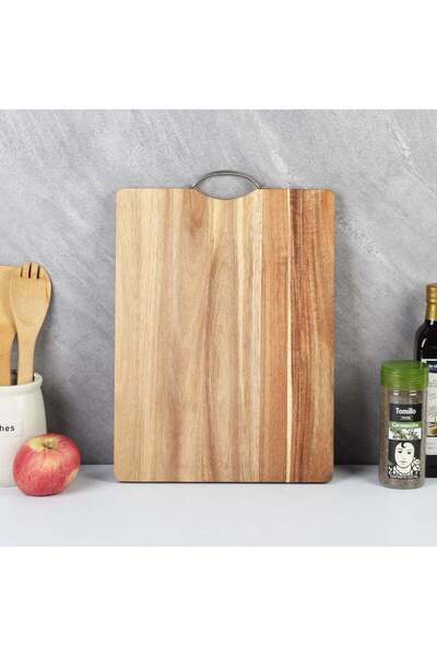 Danube Home Loretta Acacia Wood Chopping Board With Iron Handle 40 X 30 X1.5 Cm