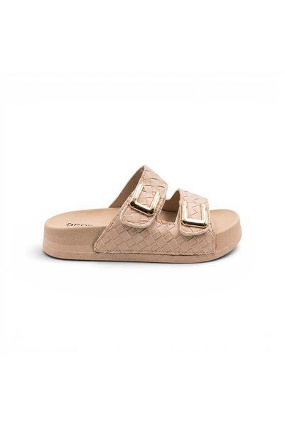 POLEN Women's Slippers with U Buckle and Knitted Detail - High-Sole and Anatomical Daily Slippers + Socks as a Gift