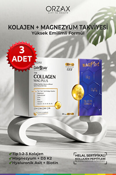 DAY2DAY Collagen Mag Plus 9700 mg Kolajen + Magnezyum + D3 K2 + Biotin 30 Saş...