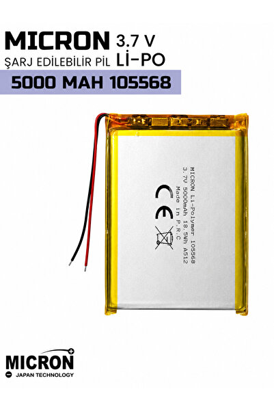 Micron 105568 3.7V 5000mAh Li-Polymer (Li-Po) Şarj Edilebilir Pil – Lityum Po...