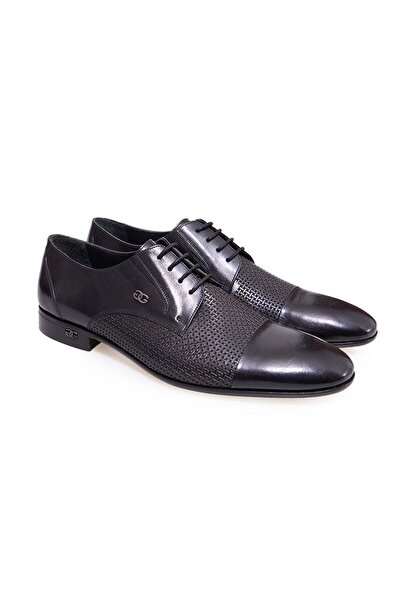 FRANCO CALVANI Black Color Lace-Up Genuine Leather Men's Shoes
