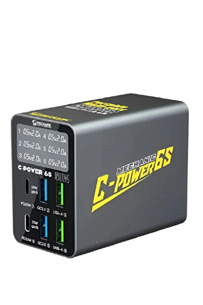 XZZ Mechanic C-Power 6S Hızlı Şarj Destekli 4 Port Usb 2 Port Type-C PD Çoklu...