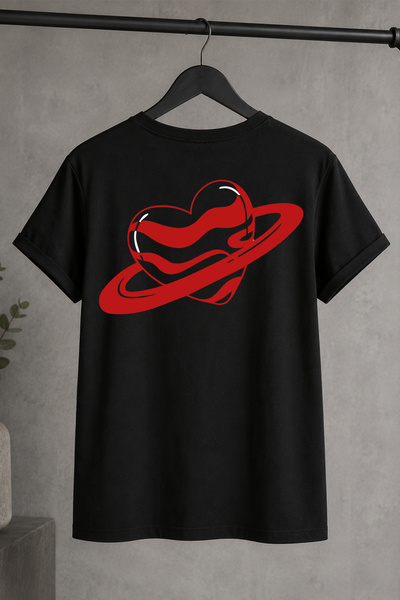 Spoyi Love Planet dizajnirana 100% pamučna polu-oversize crna majica