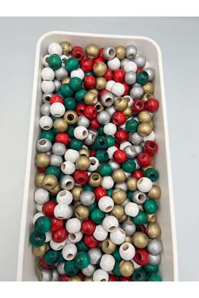 E.B EBRULİ BONCUK 10 mm Mixed Christmas Colors Wooden Board Beads (50 Gr)