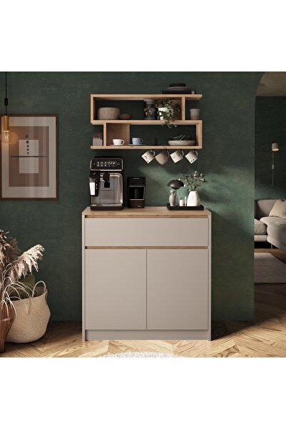 Bimossa Y3820 Nera Sepet-Kumtaşı Kahve Köşesi, Modern Geniş Depolama Alanı, Y...