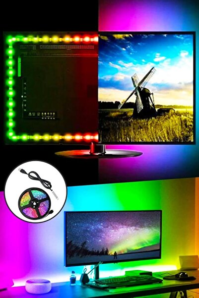 Yıldızan edl shop Tv Ve Monitör Arkası Silikonlu Rgb Led Şerit Dekoratif Aydı...