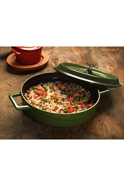 Yıldızan Msa Shop Trendy Multi-Purpose Cast Iron Shallow Pot Diameter 24 cm G...