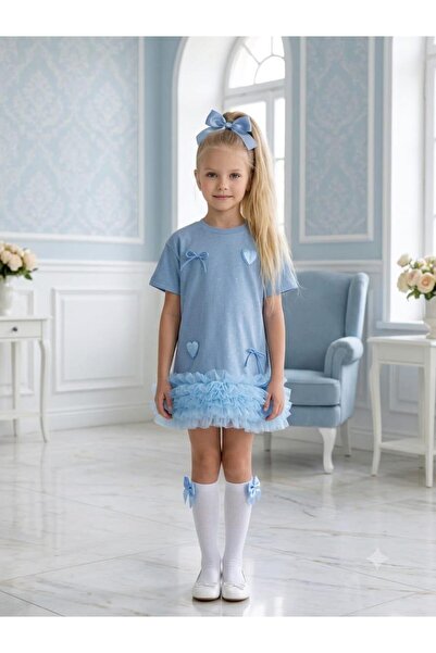 aykidsclup Girl's Blue Ruffle Dress (Including Buckle and Socks) 1922
