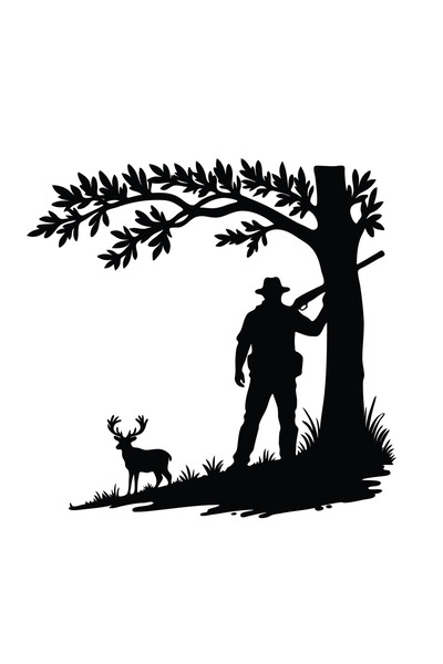 Amo-Stickers Sticker Auto Vanatoare Hunter 4 30cm Alb