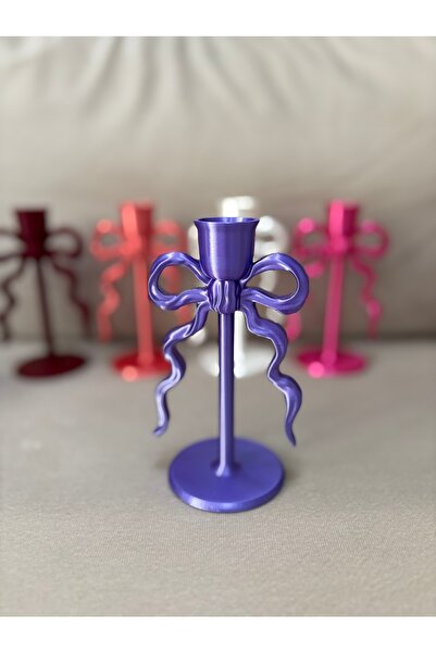 Mus3D Modern Dekoratif Fiyonk Şamdan - 3D Baskı PLA+ Modern Mumluk | 14 cm | ...