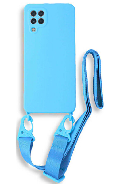 Bodycell Θήκη Σιλικόνης με Λουράκι Λαιμού - Samsung Galaxy A22 4G - Light Blue