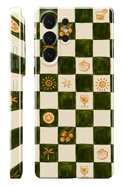 WANNA PROTECT Samsung S25 Ultra Olive Checker Protect Slim Parlak Tam Kaplaya...