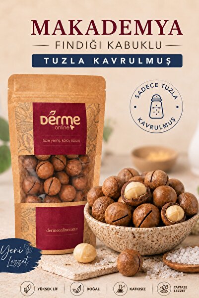 Derme Kabuklu TUZLU Kavrulmuş Makademya Fındığı 900 g