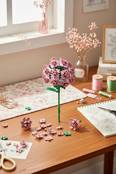 Miniso Lisanslı Ortanca Çiçek Oyun Bloğu 195 Parça – Dekoratif Set 13 Cm