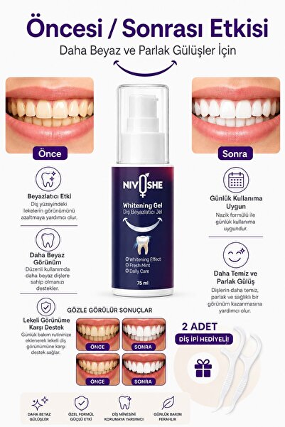 NIVOSHE 75ML Diş Beyazlatıcı Jel Parlatıcı Jel 75 ML Teeth Whitening Gel 75ML