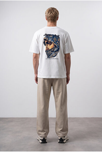 Respire Men's Hidden Self Printed Oversize T-Shirt Ecru