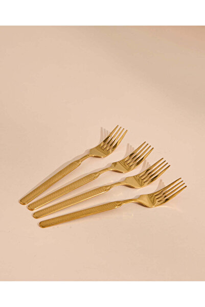 REDTAG Gold Cake Fork Set Embossed (4 Piece)