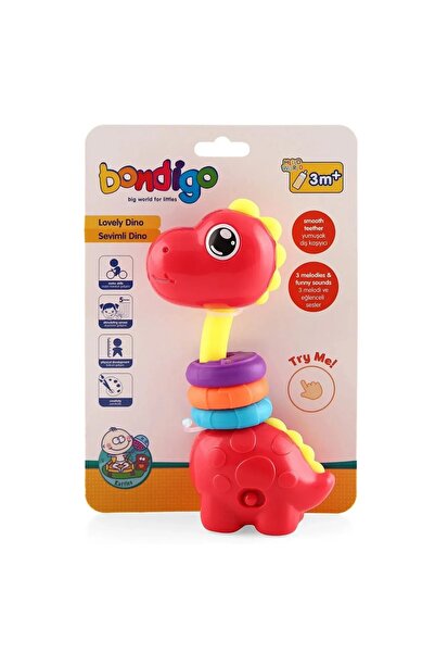 BONDİGO Sevimli Dino – Işıklı Müzikli Çıngırak Kırmızı
