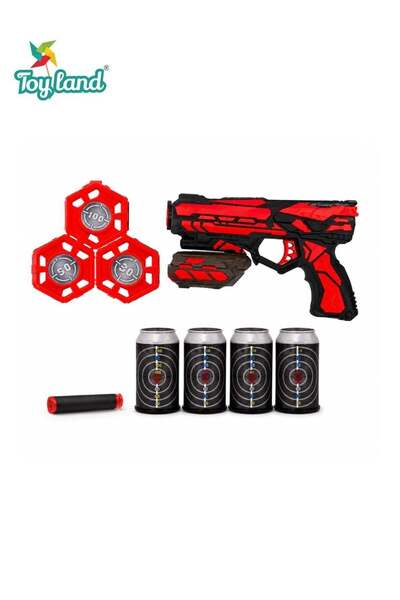 TOY LAND Kids Soft Foam Ball Blaster Gun Shooting Game Set with Target Cans &...