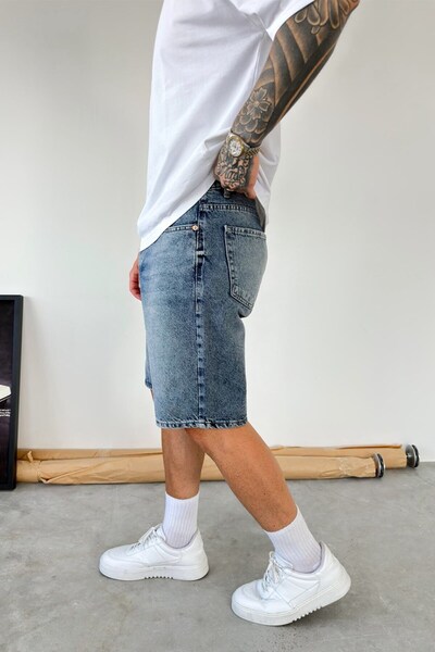 HAFKA Pantaloni scurți din denim largi, premium, albaștri