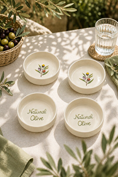 Papart Oliva 4 Piece 13 cm Ceramic Snack Bowl & Sauce Bowl Breakfast Serving ...