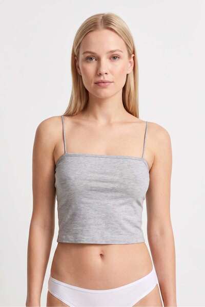 OBJE Women's Grimelange Lycra Cotton Strapless Tank Top with String Straps