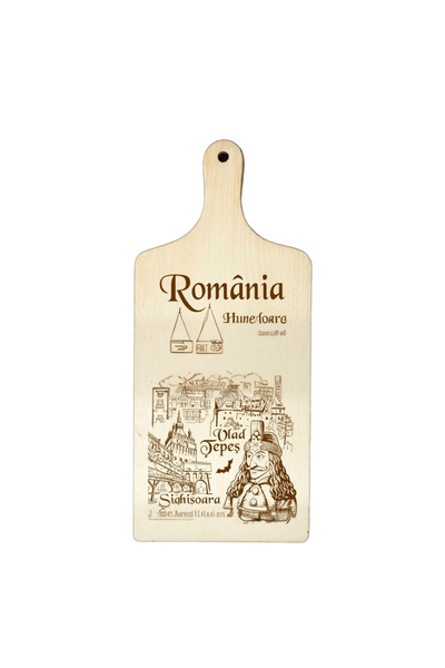 LimArt Plachetă decorativă din lemn , "Castelele României și Vlad Țepeș", 30x...