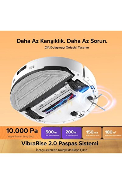 Roborock 10000Pa Çift Fırça Akıllı Engel Algılama Robot Süpürge Süpürme Silme...
