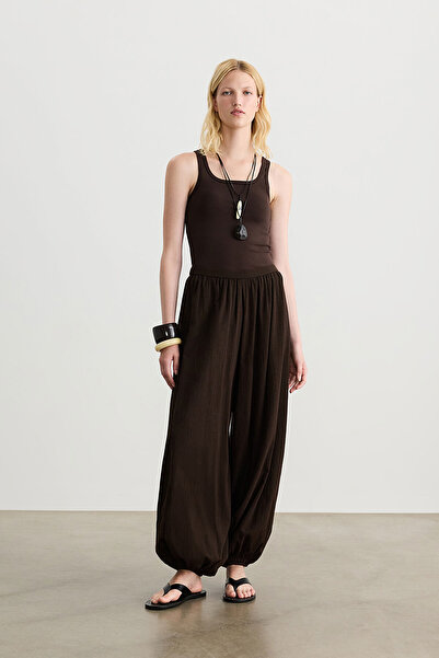 BE BLUE Aci Brown Textured Shalwar Pants