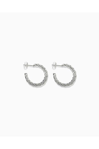 OYRE Silver Color Twisted Hoop Earrings