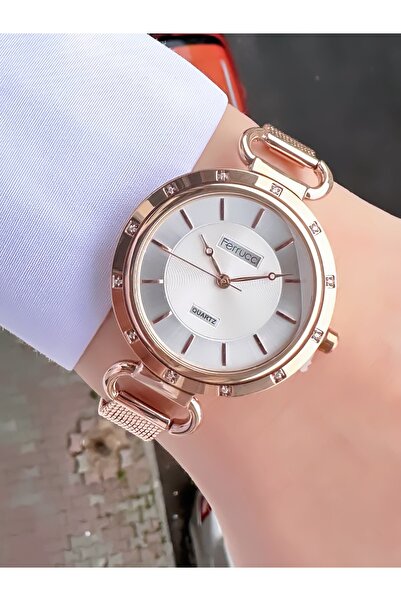 Ferrucci Women's Rose Gold Wicker Cord Stone Detailed Wristwatch with 2 Years...