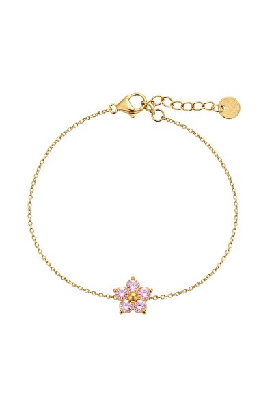Bijuteria SORELLY Brățară placată cu aur de 14k cu floare roz