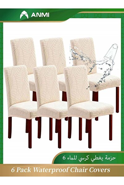 Anmi 100% Waterproof Dining Chair Covers Set of 6, Stretchable Slipcovers for...