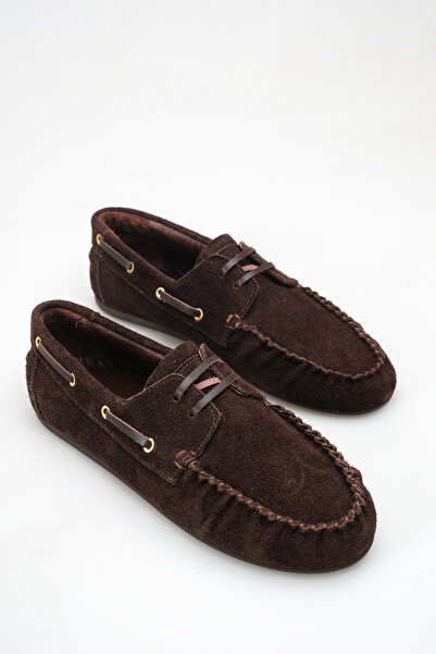 Ayakkabı Delisiyim Brown Genuine Leather Women's Loafer Shoes Lace-Up Non-Sli...