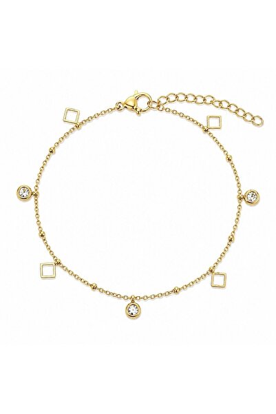 Bijuteria SORELLY Brățară de gleznă placată cu aur de 14k cu amulete geometrice