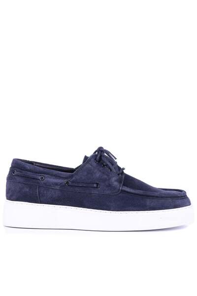 Shoetyle - Genuine Suede Leather Navy Blue Color Casual Men's Shoes - 115-K51...