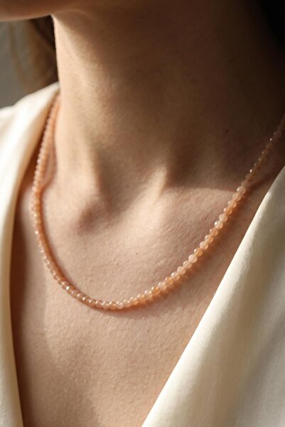 Taş Sandığı Sunstone Faceted Cut Pendant – 3 mm – Stainless Steel
