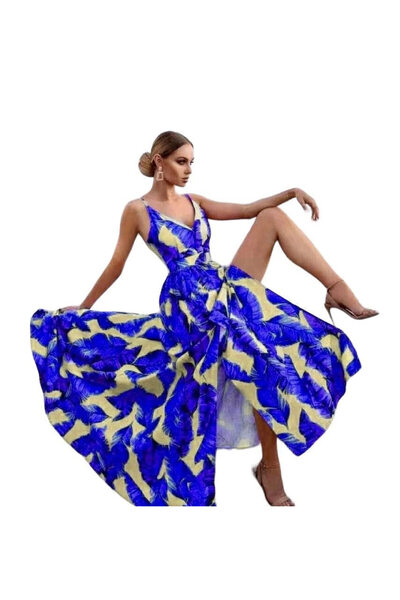 Woman's Fashion Καλοκαιρινό μάξι φόρεμα μπλε