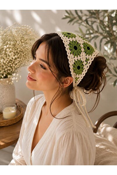 alinastore Tie-Up Summer Hair Bandanas with Flower Motifs