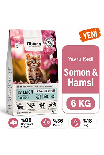 obivan Kitten Somonlu ve Hamsili Yavru Kedi Maması 6 Kg