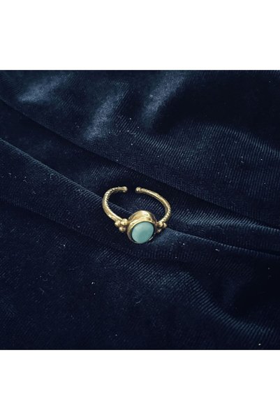 Hedea Grape Seed Real Natural Stone Adjustable Bronze Cyan Women's Ring