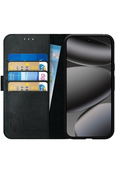 ROSSO Θήκη Google Pixel 10 Pro XL Deluxe Δερμάτινο Πορτοφόλι - Black