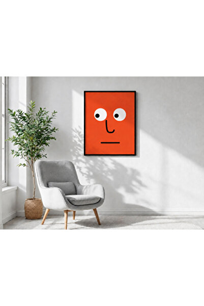Ghaith Store Orange Face Canvas Wall Art Minimalist Expressionist Design Mode...
