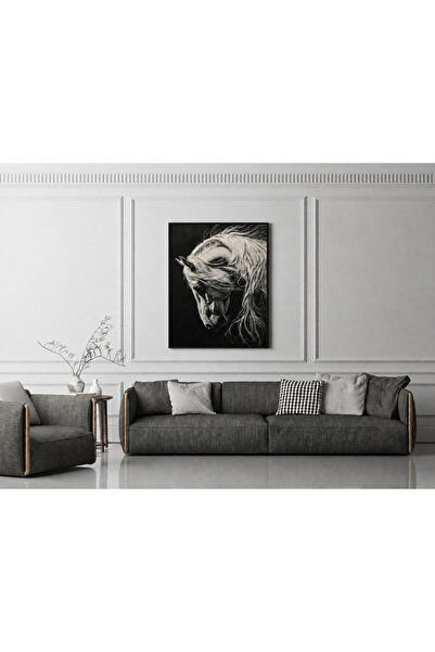 Ghaith Store Luxury White Horse Canvas Painting Modern Wall Art for Living Ro...